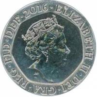 (№2016) Монета Великобритания 2016 год 20 Pence (Royal Arms Shield Puzzle 5/6 (5th Portrait) JC - Si